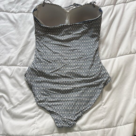 Anne Cole Swimwear Swimsuit One Piece Womens Size 12 Bandeau Halter Blue Summer - Picture 7 of 10